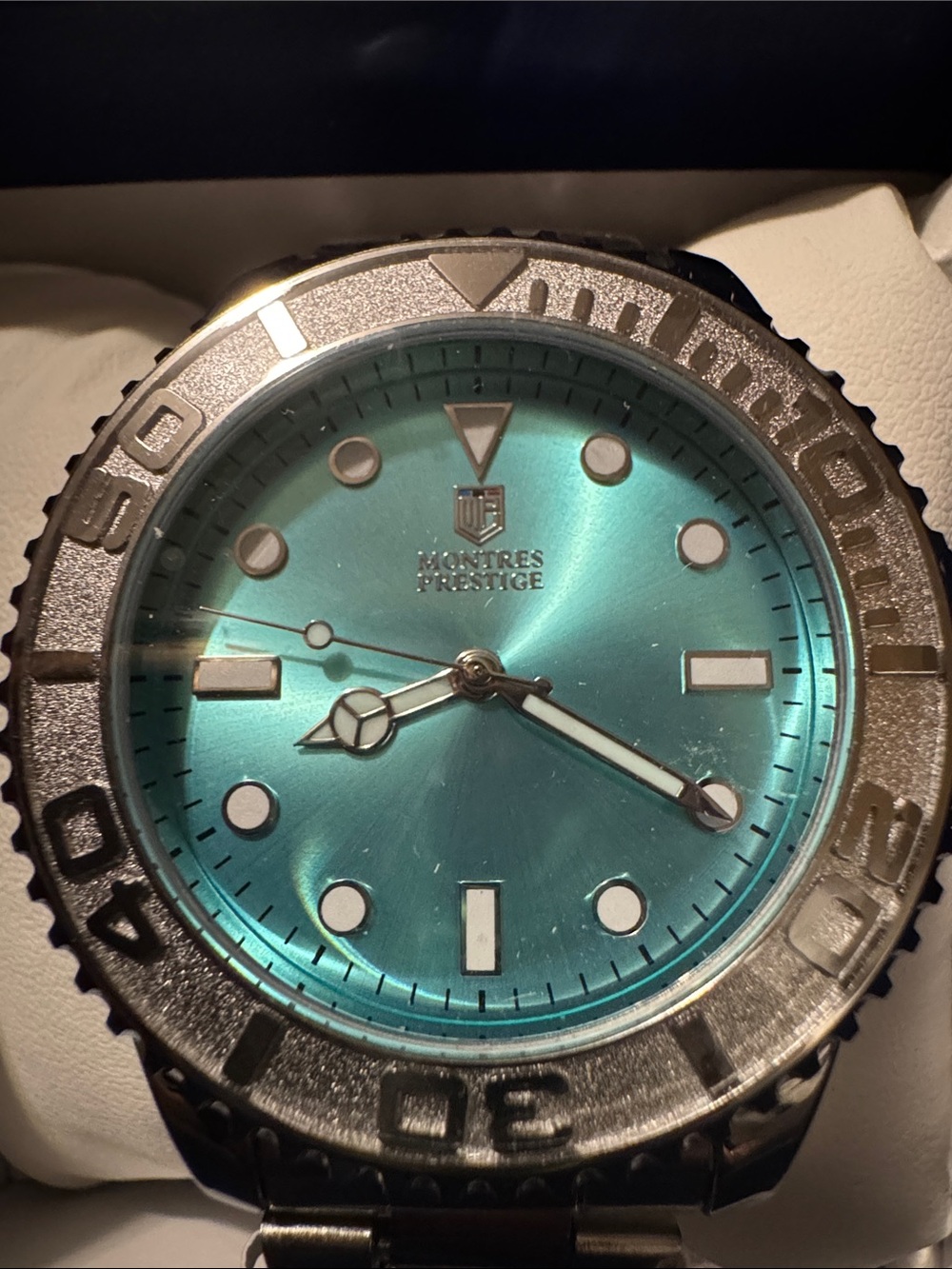 Montres Prestige X Invicta Men’s 43mm Silver Turquoise Dial Quartz Watch
